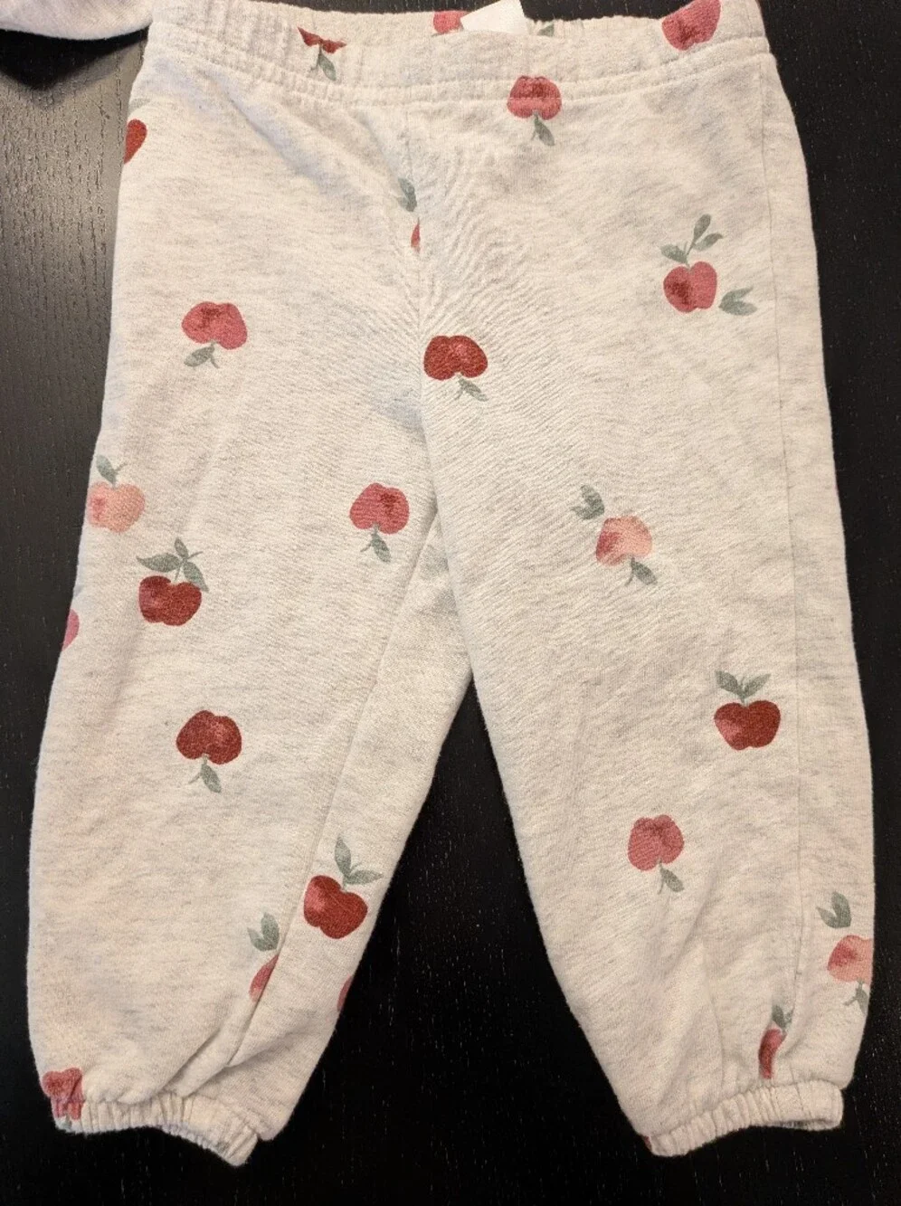 Carter's Cream Sweatshirt & Jogger Set with Red Apple Print